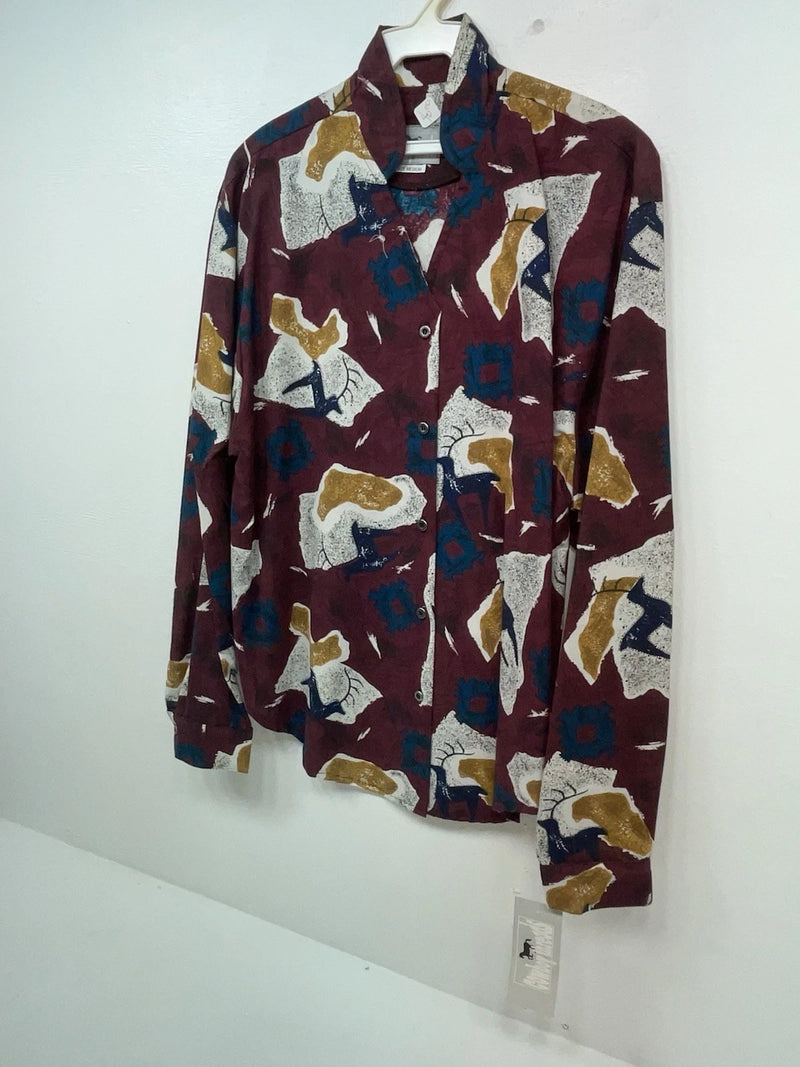 New Men’s Maroon Cowboy Threads Long Sleeve Button Up Shirt M #7904 3B-56
