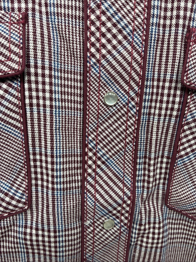New Men’s Champion Western Red Plaid Long Sleeve Pearl Snap 16.5 Large X-68