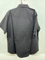 New Men’s ELY Cattleman Black Simple Short Sleeve Pearl Snap 18 2XL F-94