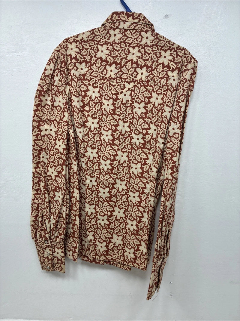 New Women’s Tem Tex Floral Design Long Sleeve Pearl Snap Size 32 MM-83