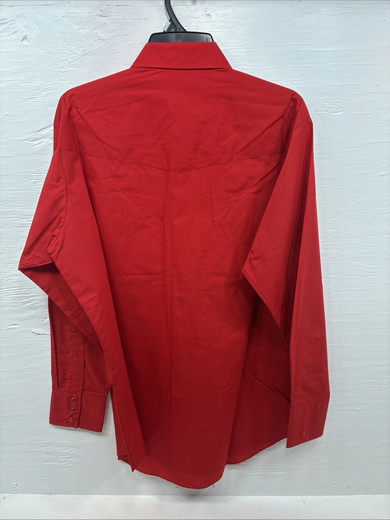 New Men’s ELY Cattleman Red Simple Long Sleeve Pearl Snap 17 X 35 XL M-78