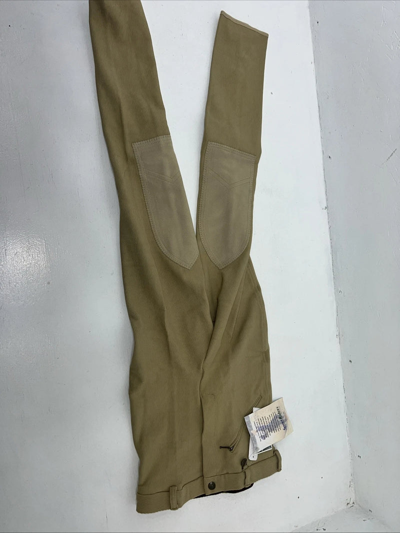 New Women’s Tan Sport Riders Classic Knee Patch English Breeches. 28 L C-44