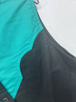 New Women’s Cumberland Black Blue Sleeveless Pearl Snap Small TT-138