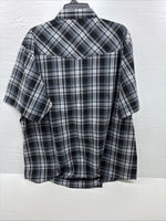 New Men’s ELY Cattleman Grey Black Short Sleeve Pearl Snap 3XL E-40