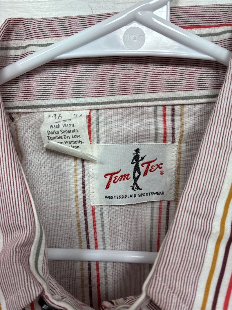 Me Mens Tem Tex Pink Multicolor Stripe Long Sleeve Pearl Snap 16 Large O-45