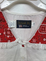 New Women’s Panhandle White Red Design Long Sleeve Button Up Size 14 TT-78