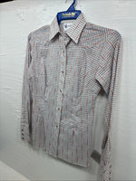 New Girls Dan River Multicolor Stripe Long Sleeve Pearl Snap Size 8 CC-87