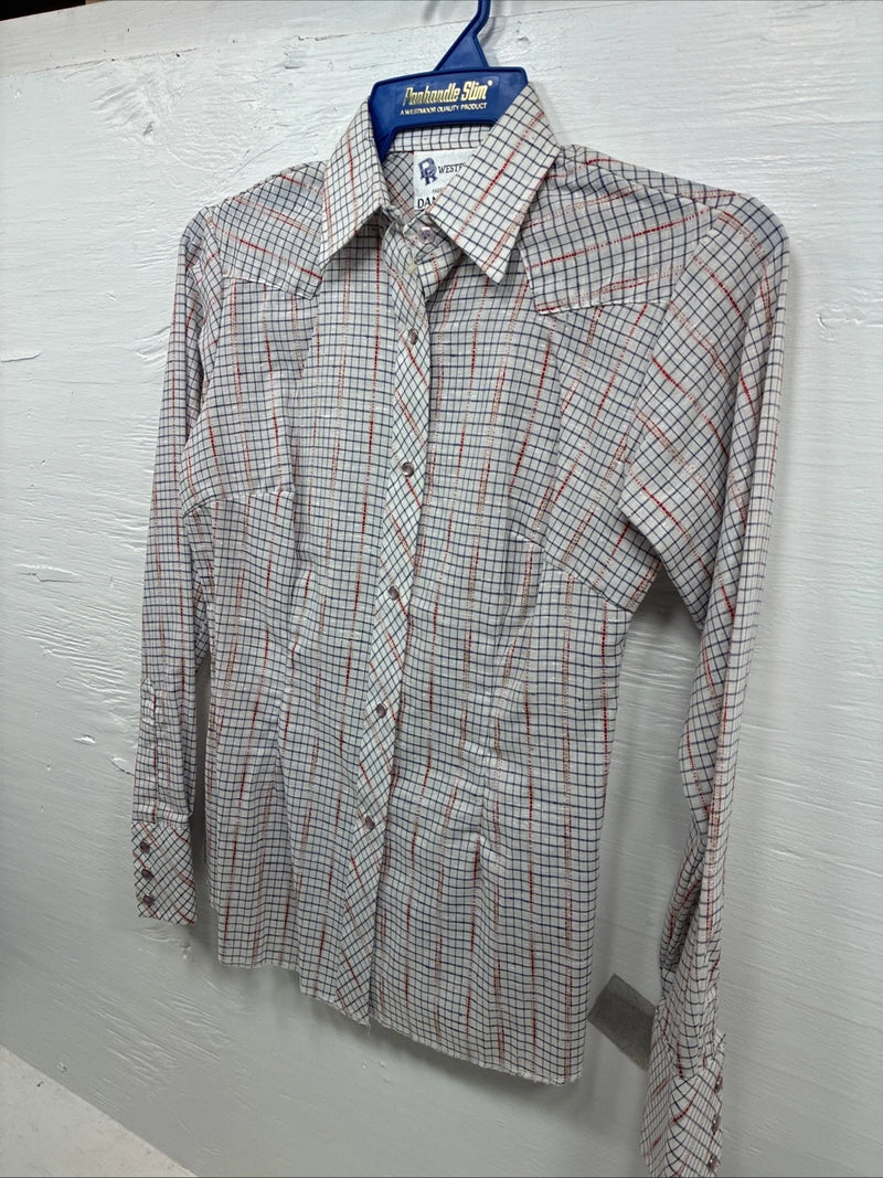 New Girls Dan River Multicolor Stripe Long Sleeve Pearl Snap Size 8 CC-87