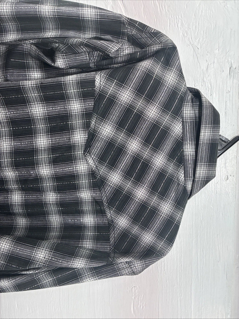 New Girls Cumberland Black plaid Long Sleeve Pearl Snap Size 2XL CC-121