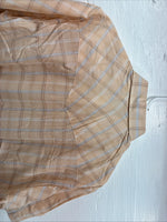 New Men’s ELY Cattleman Orange Plaid Short Sleeve Pearl Snap Large CC-68
