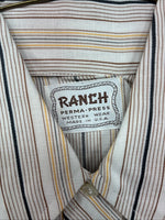 New Women’s Ranch Tan Stripe Long Sleeve Pearl Snap Size 34 MM-4
