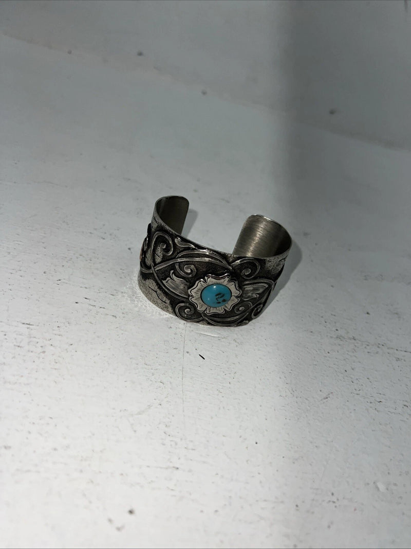 New Women’s Montana Silversmiths Silver Scroll Turquoise Bracelet. BC1225 A-62