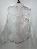New Women’s Cumberland White Cheetah Print Long Sleeve Pearl Snap Medium LL-65