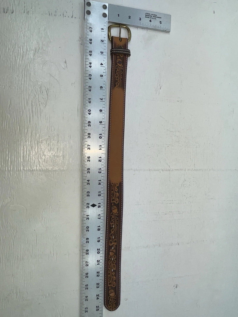 New Brown Genuine Leather Perkies Tooled 20” Belt #601 NN-68