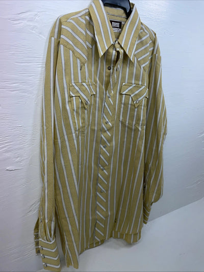 New Men’s Fenton Yellow Long Sleeve Pearl Snap Medium B-96