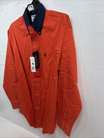 New Men’s Wrangler PBR Orange Long Sleeve Button Up Medium K-36