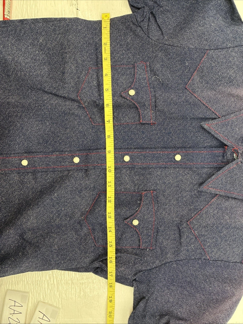 New Kids Tem Tex Blue Jean Long Sleeve Pearl Snap 14 AA-22