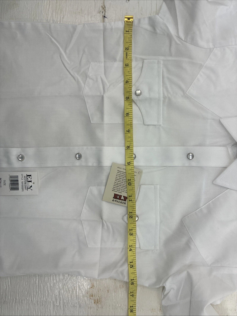 New Kids ELY Classic White Long Sleeve Pearl Snap Size 12 CC-113