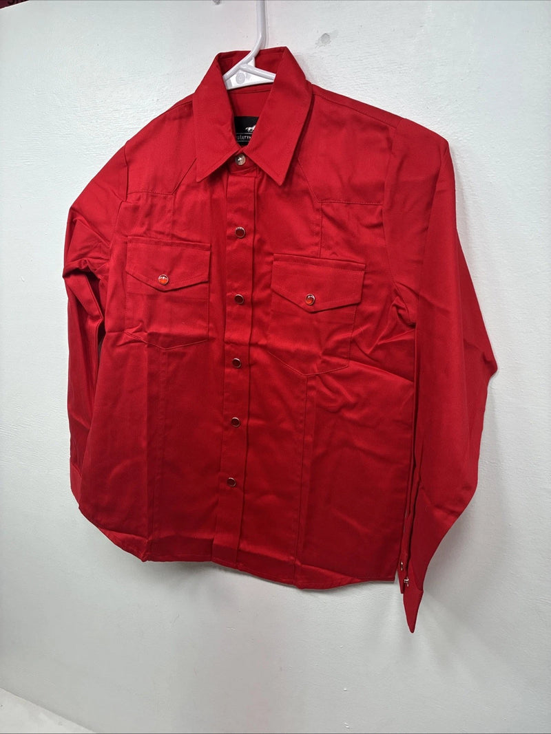 New Kids Western Express Red Long Sleeve Pearl Snap Medium LL-26