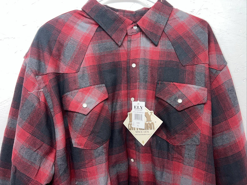 New Men’s ELY Cattleman Red Plaid Wool Jacket XL JJ-600