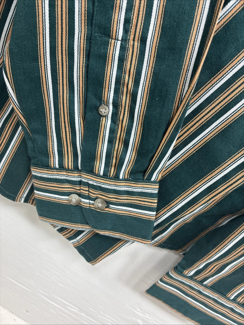 New Kids Wrangler Green Stripe Long Sleeve Button Up XL CC-89