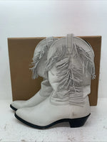 New Women’s White With Fringe Capezio Cowboy Boots. L 697 10 M. 7-58
