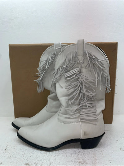 New Women’s White With Fringe Capezio Cowboy Boots. L 697 10 M. 7-58
