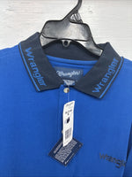 New Men’s Wrangler Blue Black Short Sleeve Polo Short XL M-73