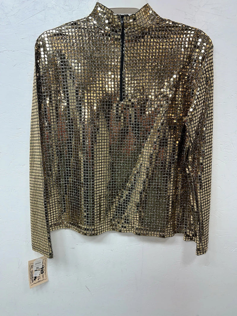 New Women’s 1849 Authentic Ranchwear Gold Half Zip Show Shirt XS UU-40