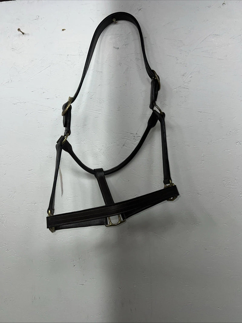 New Tough 1 Genuine Leather Brown Track Horse Halter #44-2046 W-49