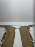 NOS Tan Children’s Show Chaps With Fringe Adjustable Waist 36” L-40