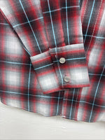 New Kids ELY Cattleman Red plaid Long Sleeve Pearl Snap Size 14 DD-41