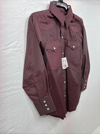 New Kids White Horse Purple Stripe Long Sleeve Pearl Snap Medium DD-21