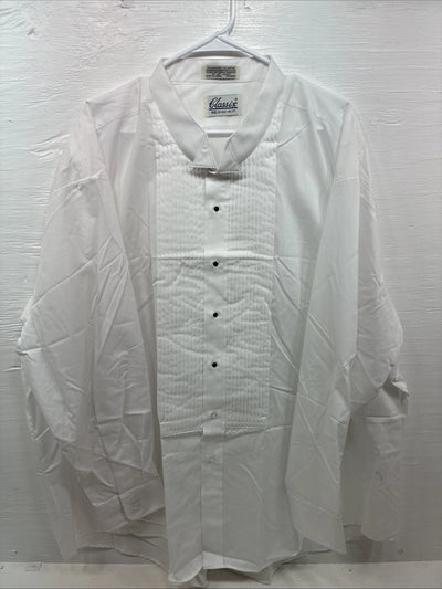 New Classix White Long Sleeve Button Up English Shirt 20-20.5 4XL X-101