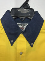 New Men’s Wrangler Yellow PBR Long Sleeve Button Up Small A-199