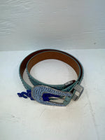 New Blue Genuine Leather 3D Blue Bling 38” Belt #667 JJ-90