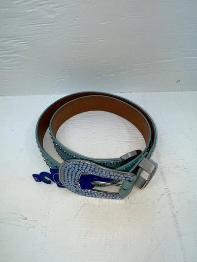 New Blue Genuine Leather 3D Blue Bling 38” Belt #667 JJ-90