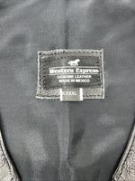 New Men’s Western Express Black Leather Biker Vest 4XL Q-604
