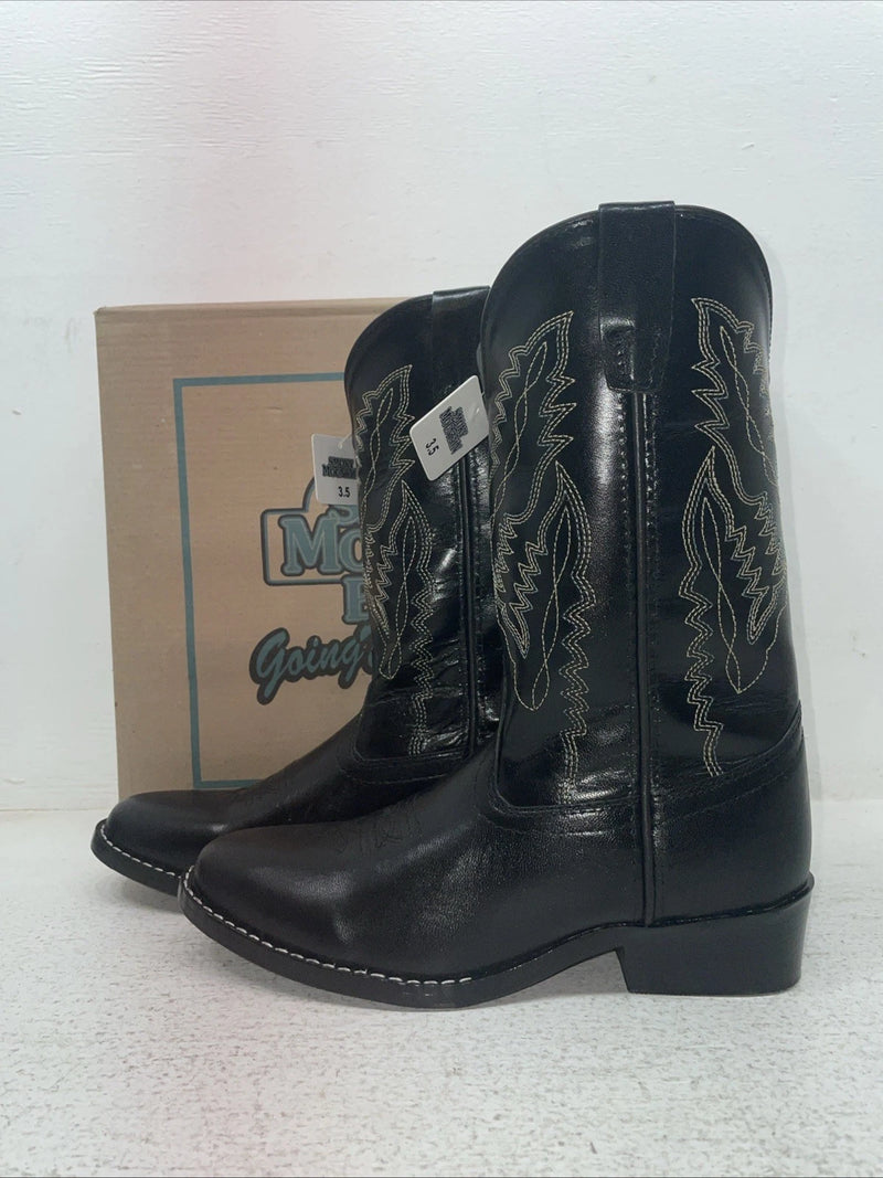 New Youth Black Smoky Mountain Cowboy Boots. 3054 Y 3.5 3 1/2. 22-73