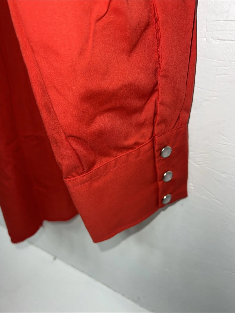 New Men’s Red HbarC Ranchwear Long Sleeve Pearl Snap Shirt. 17x35 XL S-8