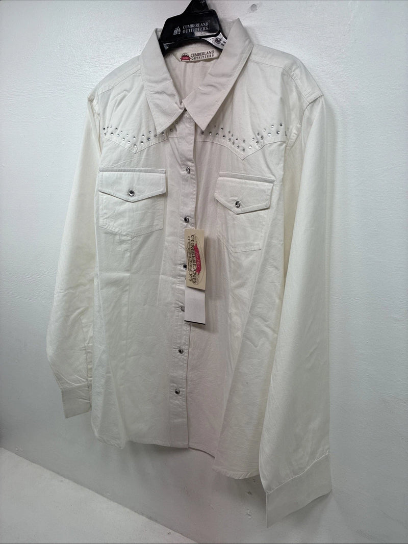 New Women’s Cumberland White Gen Long Sleeve Pearl Snap 1XL GG-88