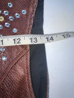 New Women’s Brown Snakeskin 1849 Authentic Ranchwear Cut Off Zip Up Vest S 3B-72