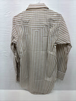 New Men’s Tem Tex Tan White Stripe Long Sleeve Pearl Snap Medium E-74