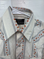 New Men’s Champion Western White Stripe Long Sleeve Pearl Snap 14.5 Small AA-95