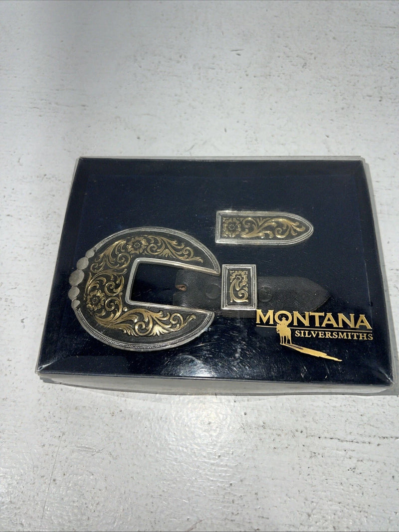 New Women’s Montana Silversmiths 3/4in 5 Bead Buckle Set. 8910 A-75