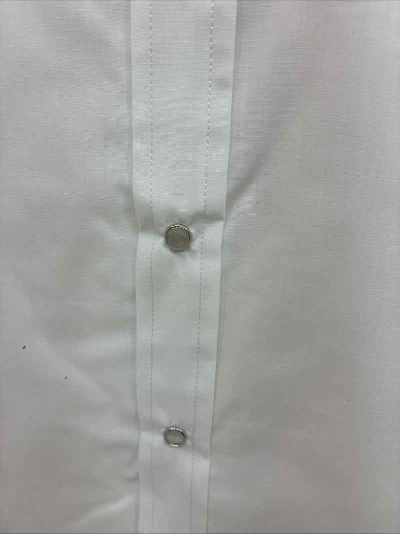 New Men’s ELY Cattleman White Long Sleeve Pearl Snap 16.5 X 34 Large AA-39