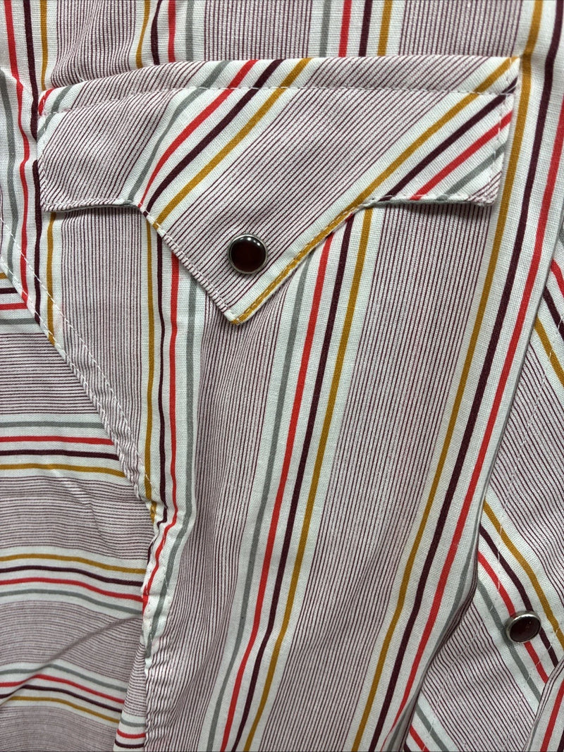 New Men’s Tem Tex Pink Stripe Long Sleeve Pearl Snap Medium J-73