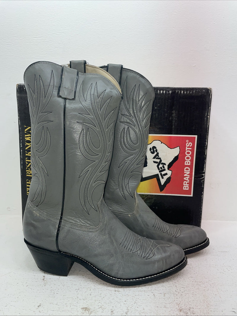 New Men’s Gray Texas Brand Cowboy Boots. 7499 10.5 10 1/2 D. 7-80