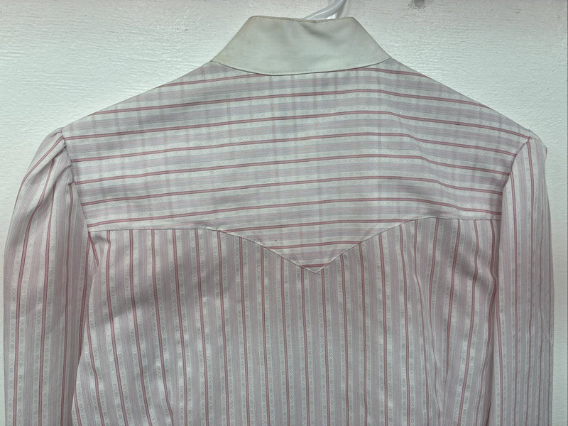 New Women’s H Bar C Pink Stripe Long Sleeve Button Up Size 36 LL-32