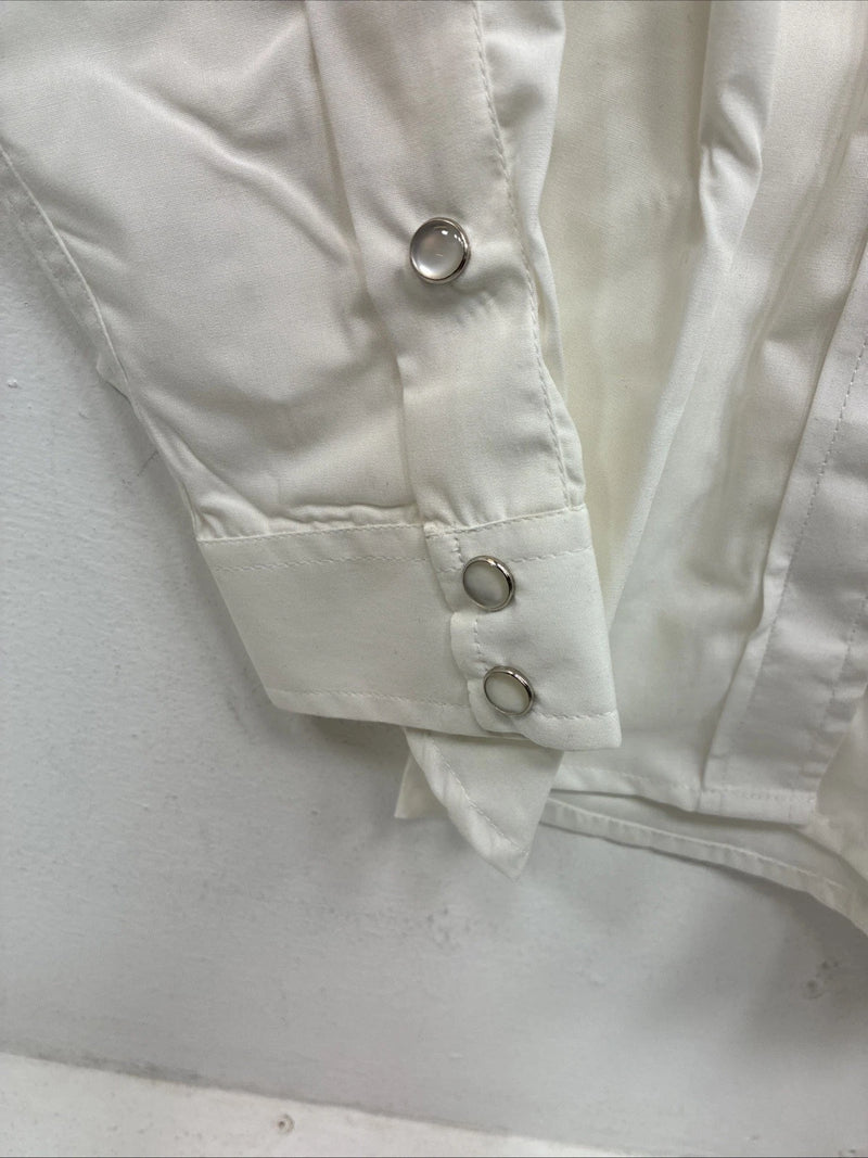 New Women’s White horse White Design Long Sleeve Pearl Snap Large KK-123